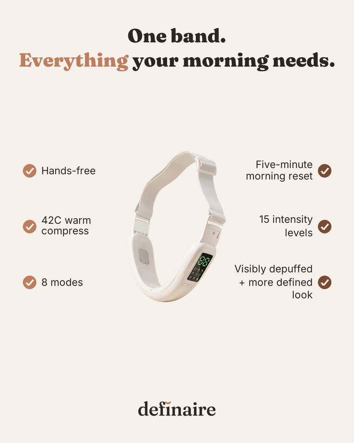 Definaire band features at a glance, hands-free morning reset